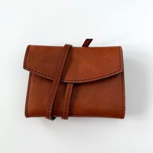 NWOT Pottery Barn Brown Leather Tech Trifold Case